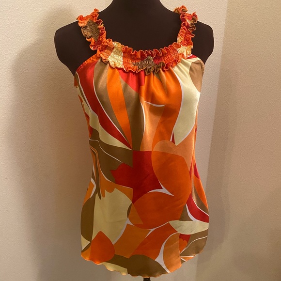 be yourself Tops - Be Yourself orange & gold sleeveless blouse Size M